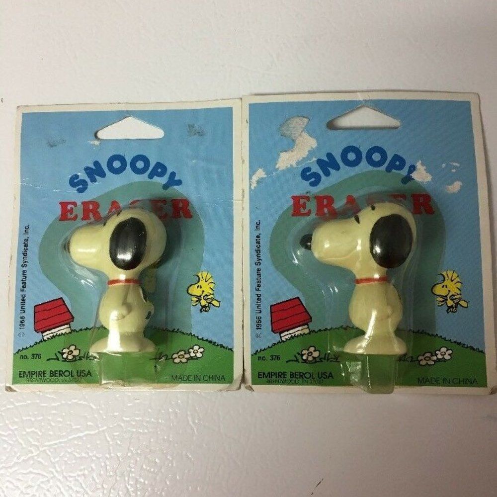 Vintage 1966 Peanuts Snoopy Eraser Empire Lot of 2